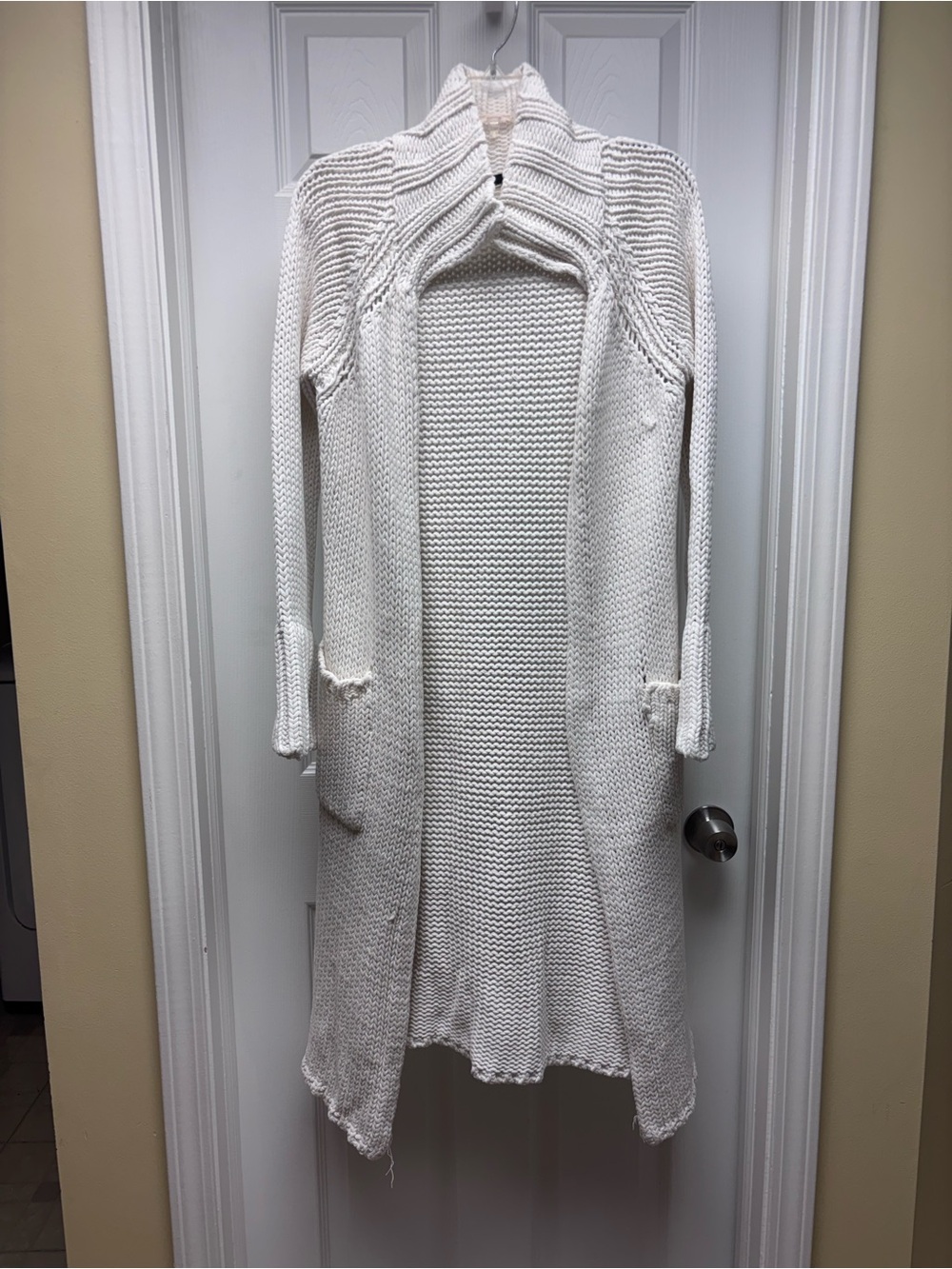 J.Crew Ivory Chunky Knit Long Cardigan Open Front Sweater